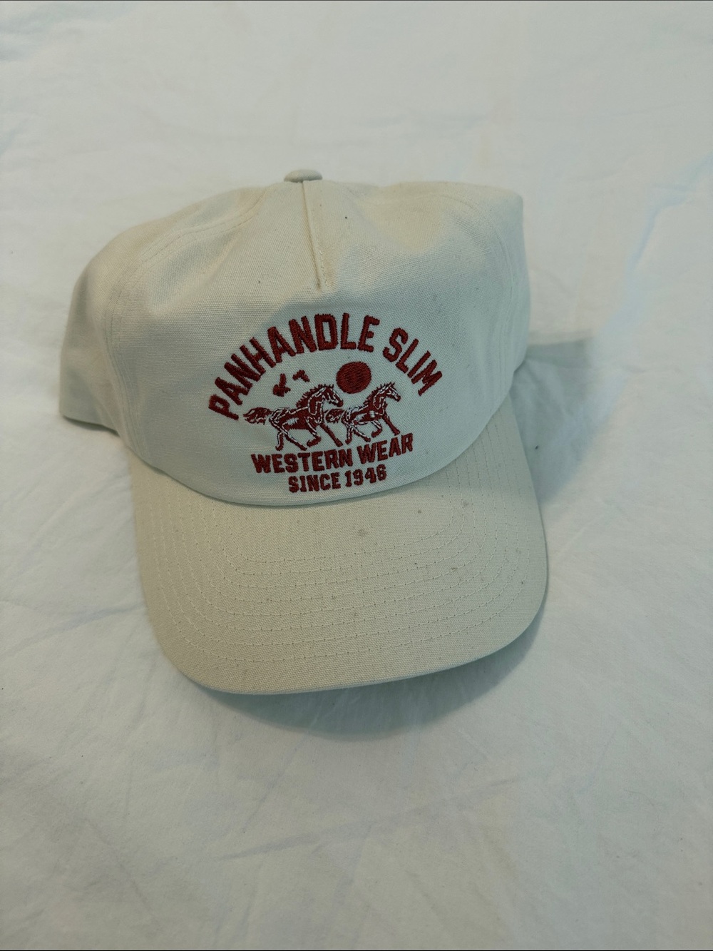 Panhandle Slim Cream Cap with Red Western Embroidery